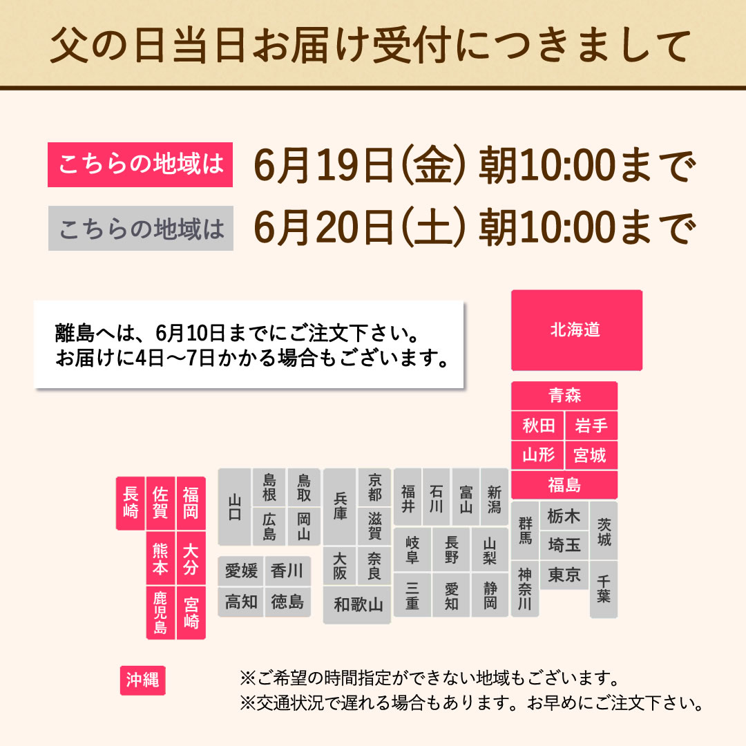 父の日当日お届けの受付について